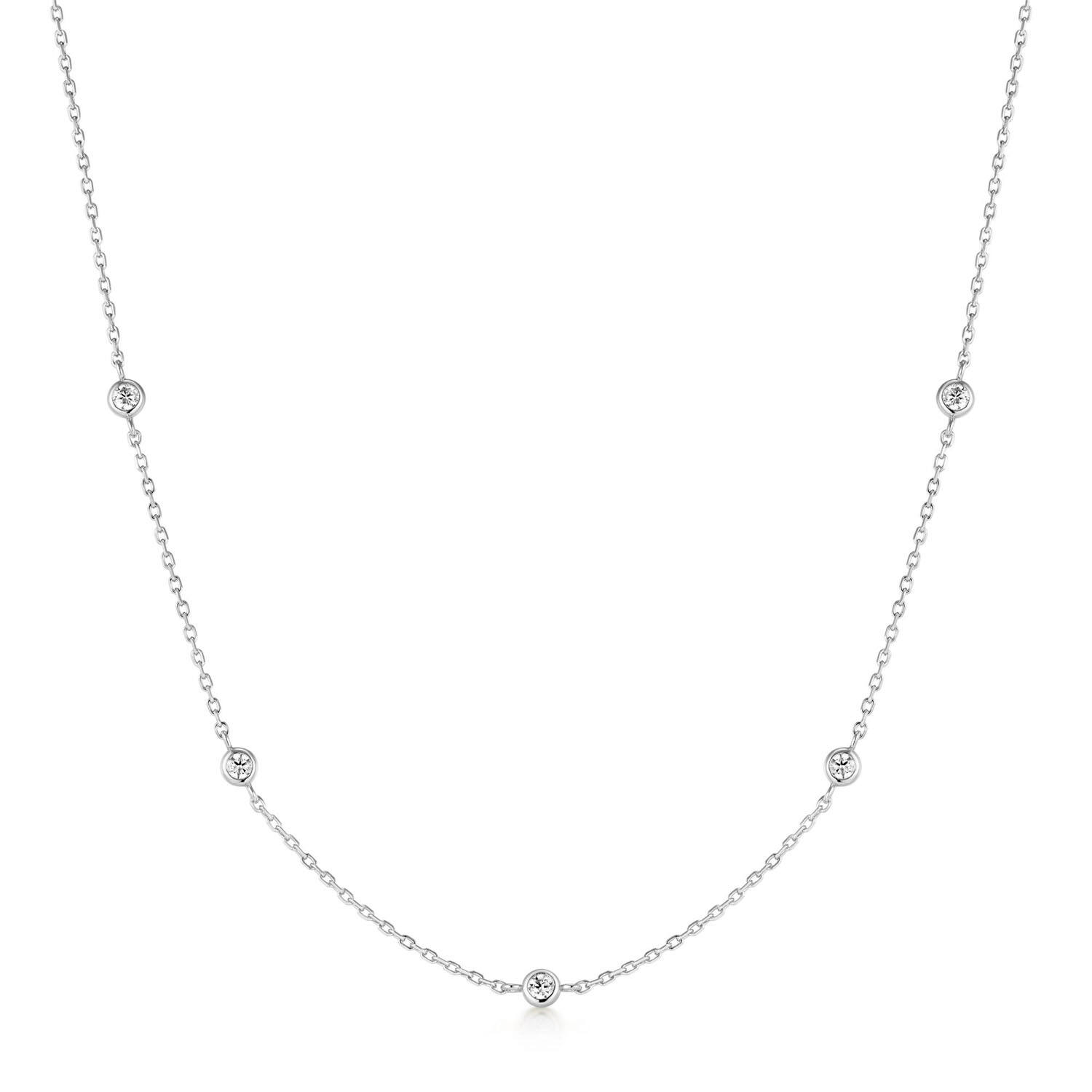  Starlit Drops - Schakelcolliers - Zilver / Gerodineerd - Zirkonia - 43cm